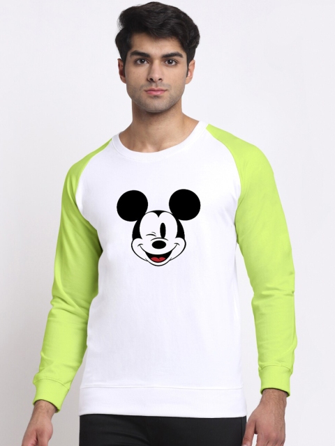 

Friskers Men White & Lime Green Micky Mouse Printed Sweatshirt
