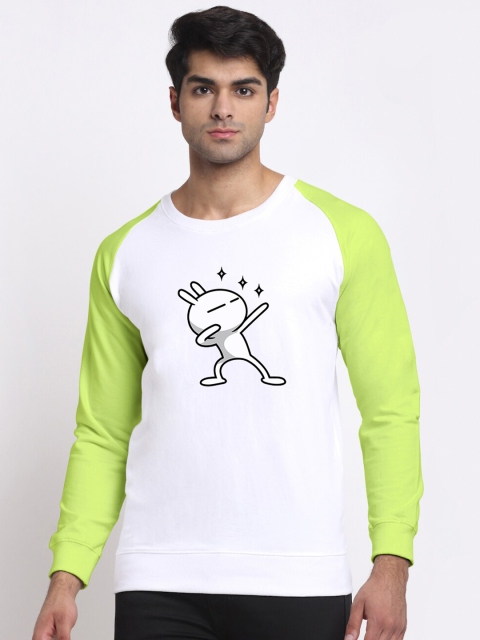 

Friskers Men White & Lime Green Printed Sweatshirt