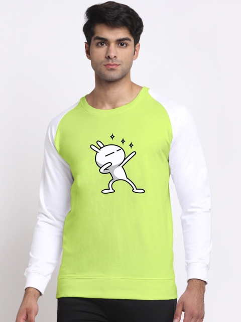

Friskers Men Lime Green Colourblocked Round Neck Sweatshirt
