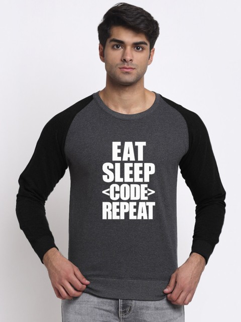 

Friskers Men Grey & Black Printed Sweatshirt