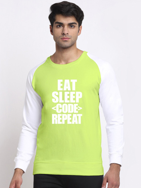 

Friskers Men Lime Green & White Printed Sweatshirt