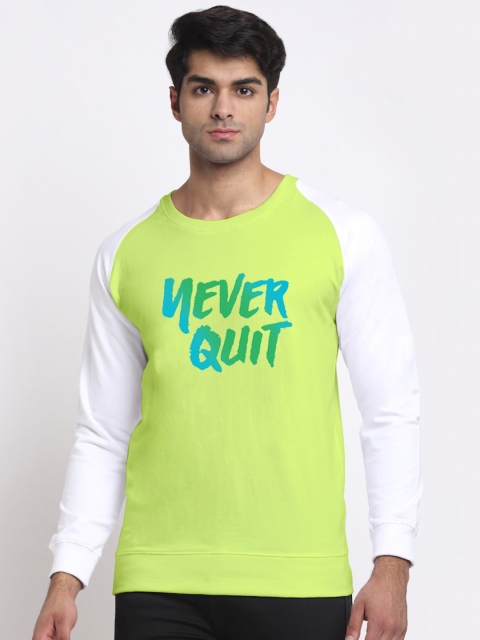 

Friskers Men Lime Green & White Printed Sweatshirt