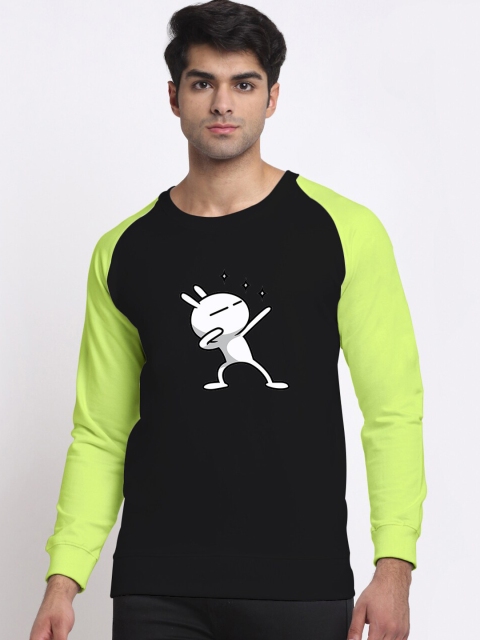 

Friskers Men Black & Lime Green Printed Sweatshirt