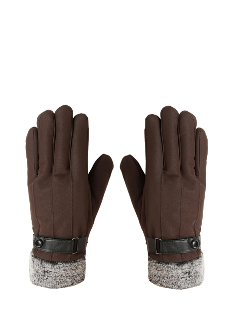 

FabSeasons Unisex Brown & Grey Solid Touchscreen Enabled Hand Gloves