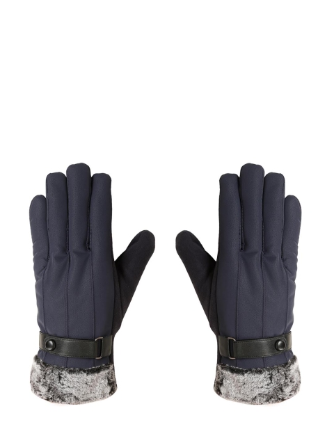 

FabSeasons Unisex Navy Blue Solid Winter Hand Gloves With Thermal Fleece Lining