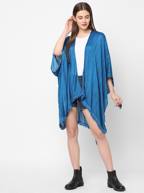 

Get Wrapped Women Blue Sequins Shrug