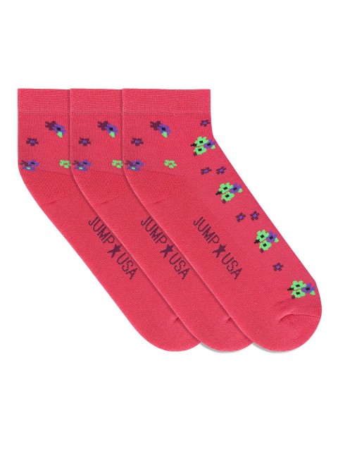 

JUMP USA Women Pack Of 3 Assorted Cotton Ankle-Length Socks