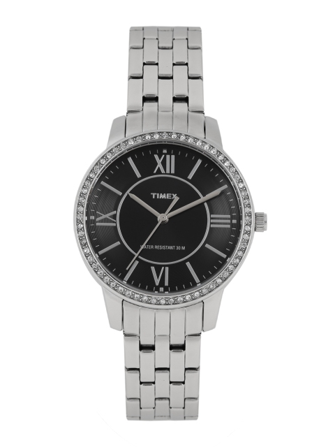 

Timex Women Gunmetal-Toned Textured Analogue Watch TW000Y806, Metallic