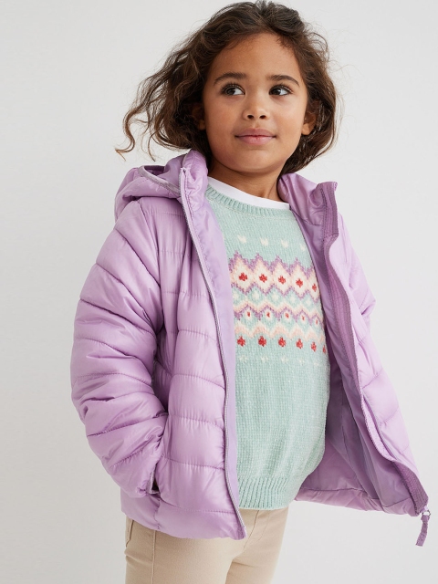 

H&M Girls Lavender Solid Lightweight Puffer Jacket