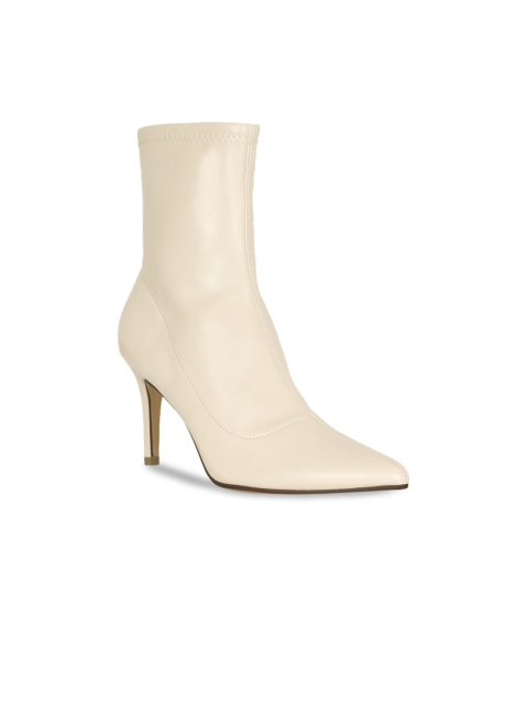 

London Rag Cream-Coloured Solid Slim Heeled Boots