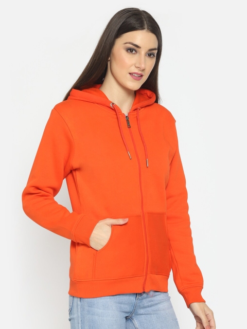 

Hapuka Women Orange Solid Hooded Sweatshirt
