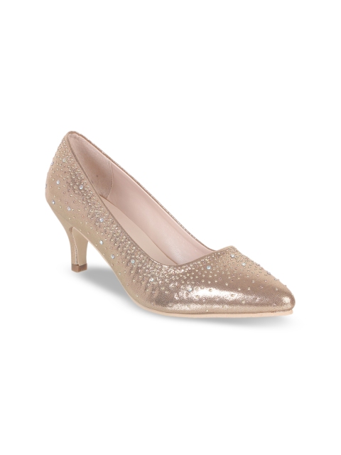 

Sherrif Shoes Rose Gold Embellished Party Kitten Pumps