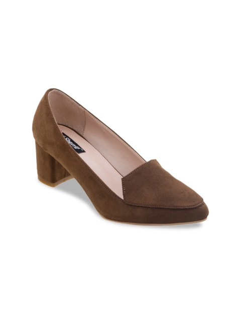 

Sherrif Shoes Brown Velvet Party Block Pumps