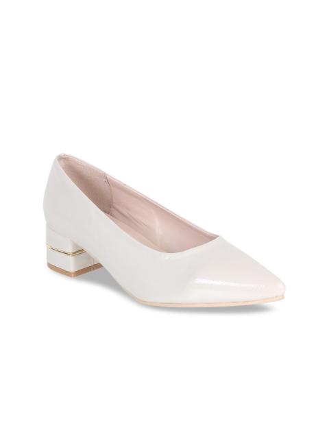 

Sherrif Shoes Cream-Coloured Solid Block Pumps