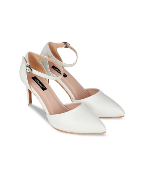 

Sherrif Shoes White Printed Party Stiletto Pumps With Buckles