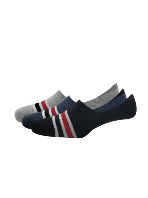 

Peter England Men Pack Of 3 Striped Shoe Liners, Black