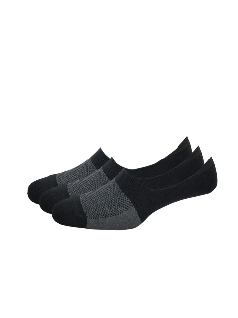 

Peter England Men Pack Of 3 Black & Grey Colourblocked Shoe-Liner Socks