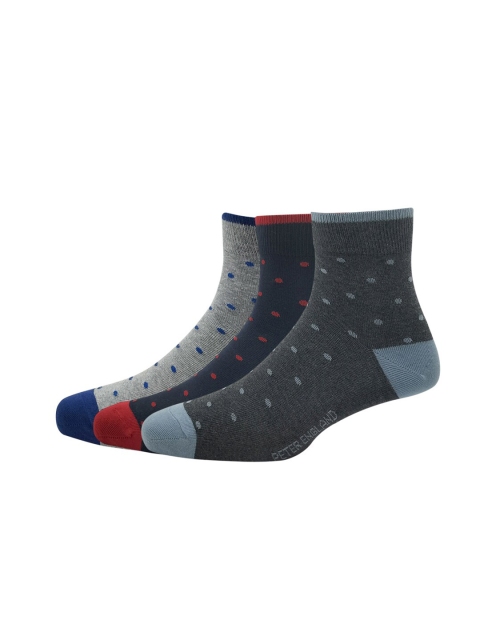 

Peter England Men Navy Pack Of 3 Patterned Above Ankle-Length Socks, Navy blue