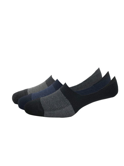 

Peter England Men Pack Of 3 Colourblocked Shoe-Liner Socks, Black