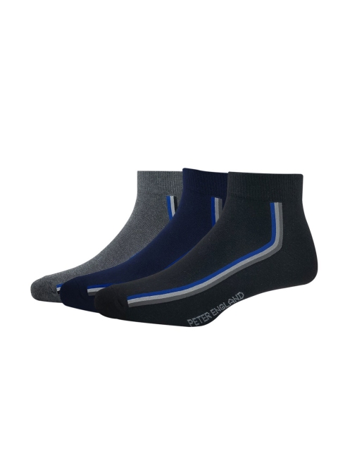 

Peter England Men Pack Of 3 Patterned Ankle-Length Socks, Black