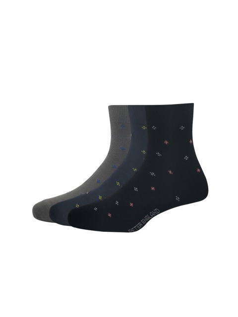 

Peter England Men Pack Of 3 Patterned Above Ankle-Length Socks, Black