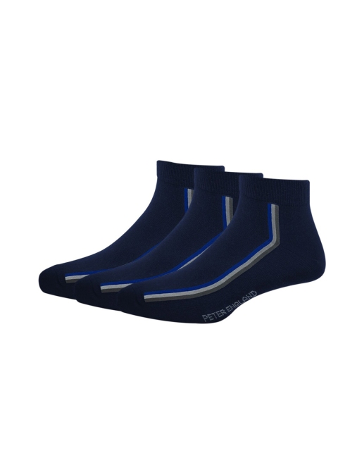 

Peter England Men Pack Of 3 Black Patterned Ankle-Length Socks