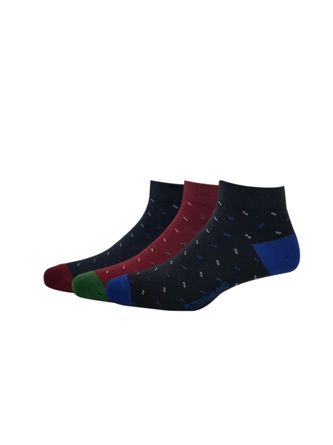 

Peter England Men Pack Of 3 Patterned Ankle-Length Socks, Black