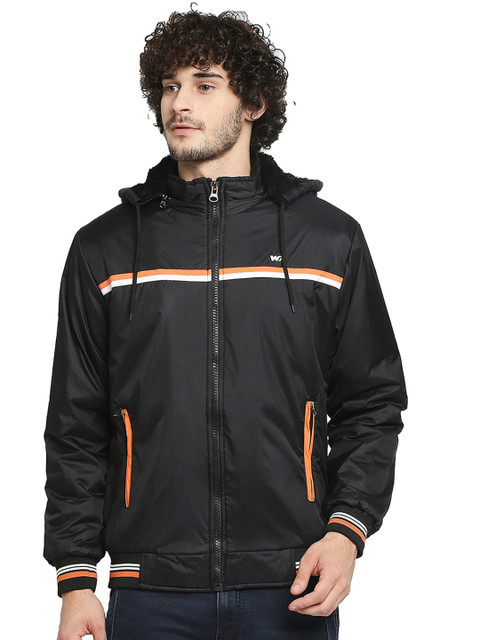 

Zeel Men Black Solid Polyester Lightweight Padded Jacket with Detachable Hood