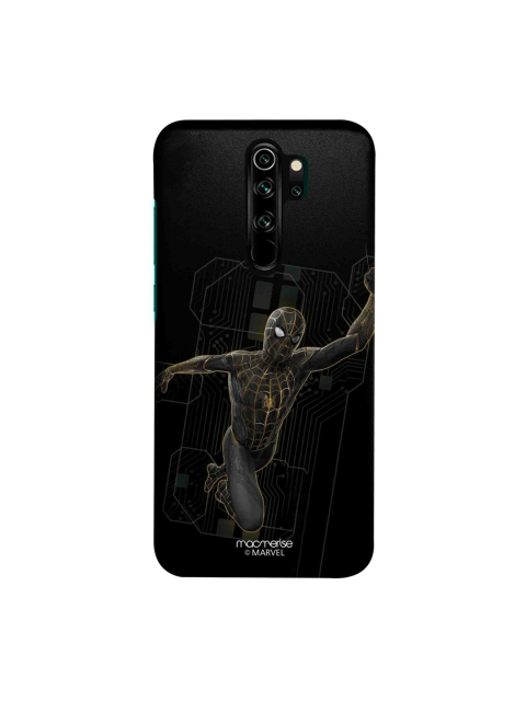 

macmerise Unisex Black & Gold-Toned Spiderman Printed Xiaomi Redmi Note 8 Pro Back Case