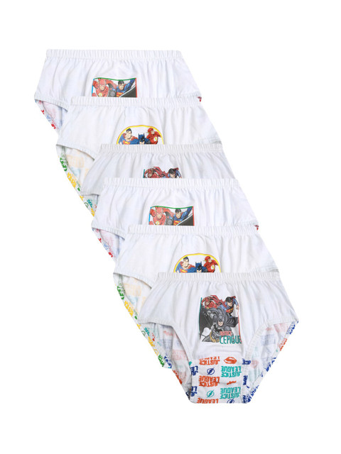 

Red Rose Boys Pack of 6 Justice League Printed Basic Briefs, White
