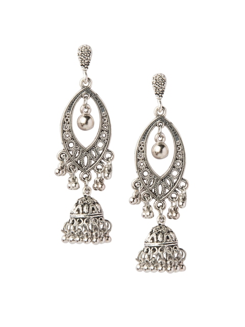 

Shining Jewel - By Shivansh Silver-Toned Classic Jhumkas Earrings