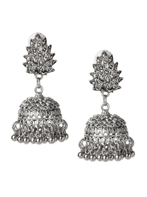 

Shining Jewel - By Shivansh Silver-Toned Oxidised Classic Jhumkas