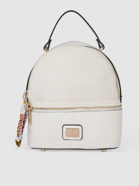 

Allen Solly Women White Solid Tasselled Backpack with Lace Detailing
