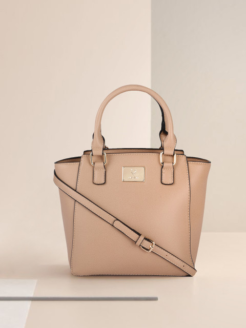

Allen Solly Nude-Coloured PU Structured Handheld Bag