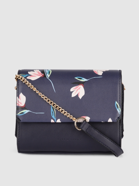 

Allen Solly Navy Blue Floral Printed Structured Sling Bag