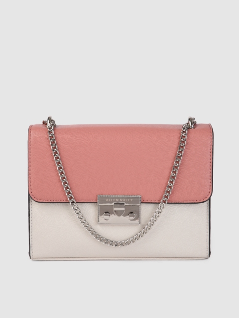 

Allen Solly Pink & Beige Colourblocked PU Structured Sling Bag