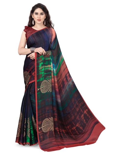 

KALINI Blue Floral Printed Georgette saree