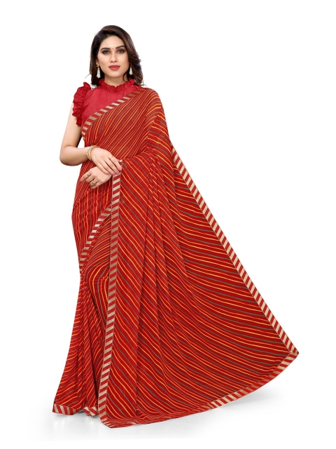 

KALINI Red & Yellow Leheriya Saree