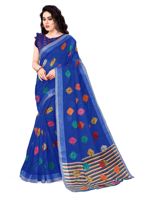 

KALINI Blue & Red Bandhani Saree