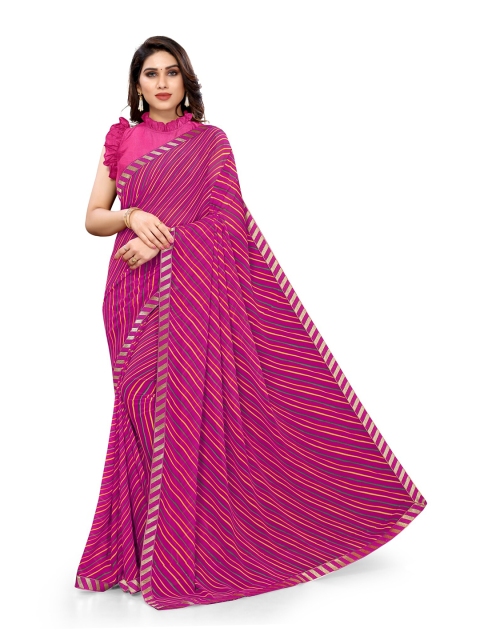 

KALINI Pink & Yellow Leheriya Saree