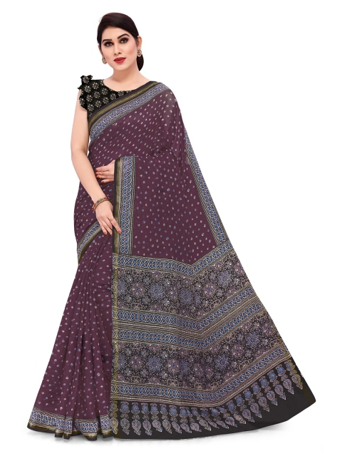 

KALINI Purple & Blue Bandhani Printed Saree
