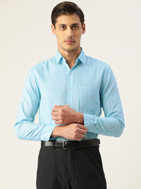 

JAINISH Men Blue Solid Pure Cotton Smart Fit Formal Shirt