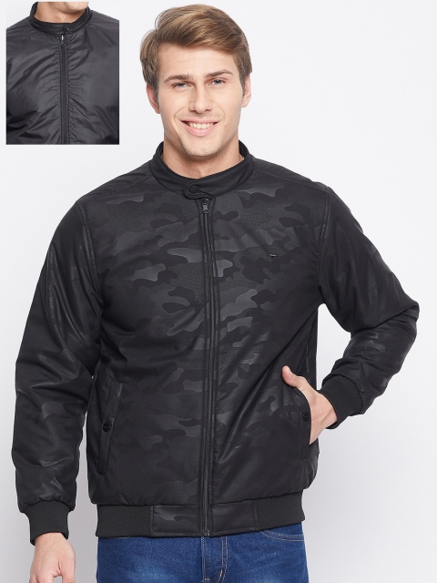 

Okane Men Grey Camouflage Reversible Bomber Jacket