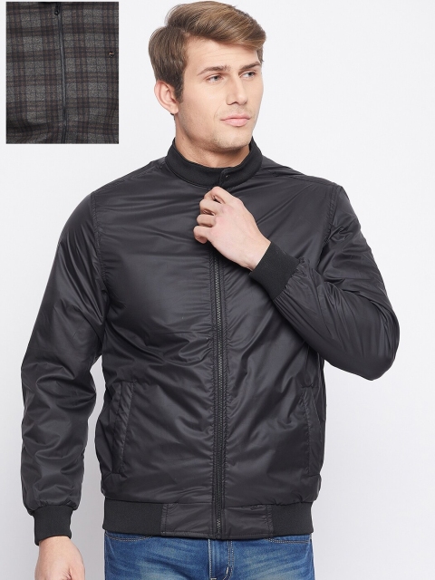 

Okane Men Brown Checked Reversible Bomber Jacket