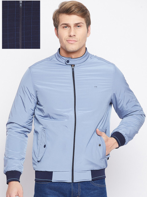 

Okane Men Blue Reversible Bomber Jacket