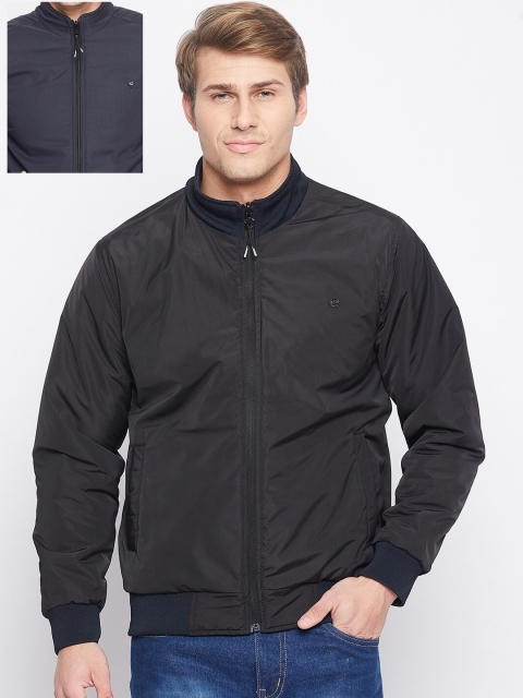

Okane Men Navy Blue Reversible Bomber Jacket