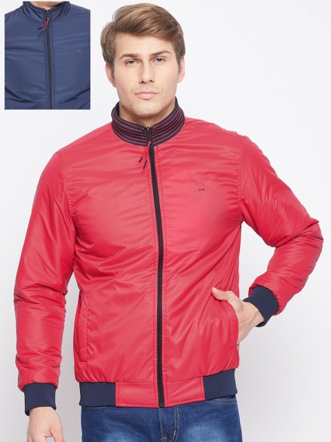 

Okane Men Navy Blue Reversible Bomber Jacket