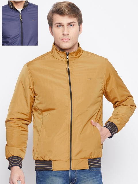 

Okane Men Mustard Yellow & Blue Reversible Bomber Jacket