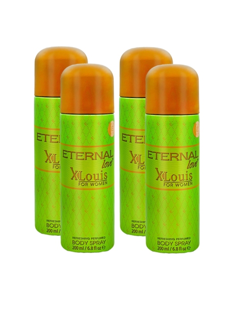 ETERNAL Love Set Of 4 Love X-Louis Deodorant Perfumed Bodyspray 200 ml, Green
