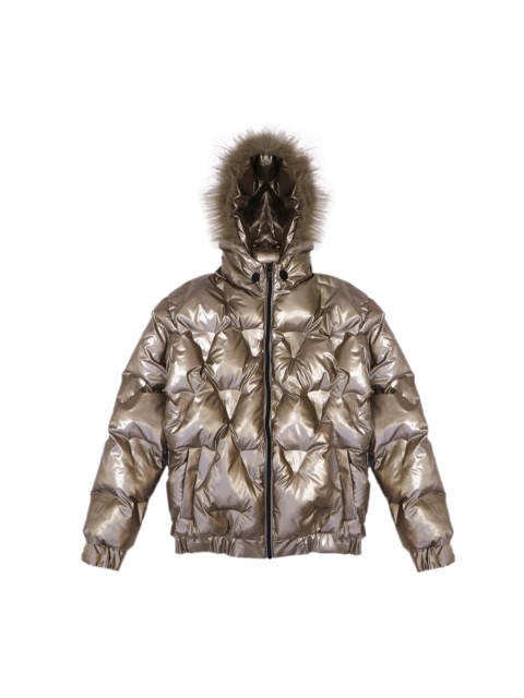 

GOJI Unisex Kids Copper-Toned Camouflage Longline Padded Jacket
